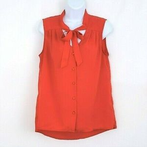 Plus Size Orange Blouse with Strings to Tie